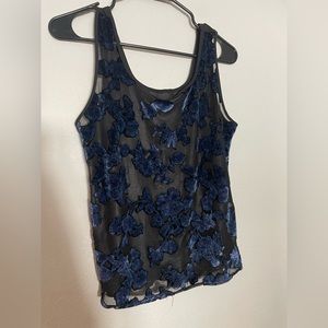 Sheer 90s blue velvet tank top